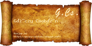 Géczy Csobán névjegykártya
